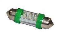 T11x36-S8.5(3LED)  C5W светодиод  GREEN (зеленый) 12 Volt 0.22W 8.3lm