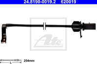 24.8190-0019.2_датчик износа колодок перед.! L=254 Audi A6-A8 2.8FSI-4.2FSI/3.0
