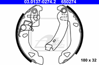 Колодки барабан.Fiat Brava1.2/1.4/1.9D 95-01, Lancia Y 1.1-1.4 96>