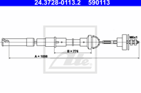 Трос сцепления //VW GOLF II 1.05-1.3 1.05-1.3 карбюратор 83-91 1098/776 mm//