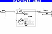 Трос ручника ford c-max/focus ii/focus c-max/grand c-max 03- l 341mm
