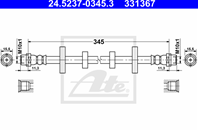 24.5237-0345.3_шланг тормозной передний! vw t4 96-04 l=345