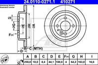 24.0110-0271.1_диск тормозной задний! rover mini one/cooper 1.6/1.4d 01&gt