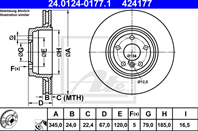 24.0124-0177.1_диск тормозной задний! BMW E65/E66 4.5/6.0Li/4.0D 01&gt