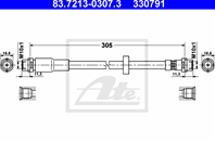 83.7213-0307.3_[8E0611707G] !шланг торм. пер. Audi A4 1.6-3.2 04&gt L=330