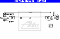 Тормозной шланг задний audi/seat/skoda/vw 1.2-2.0
