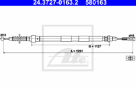 Трос ручника vw sharan 95- зад l=1293mm