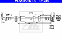 Шланг тормозной передний VOLVO S80 (06-) (Германия) (24516203753)