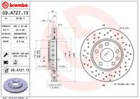 09.A727.1X_диск тормозной передний! перфор. Xtra Renault Laguna/Megane 1.4-2.0i