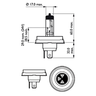 ЛАМПА ГОЛОВНОГО СВЕТА R2 VISIO 12V 45/40W КОРОБКА 1 ШТ.