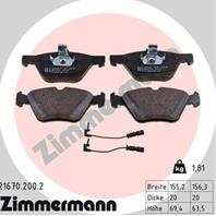 Тормозные дисковые колодки 216702002 от фирмы ZIMMERMANN