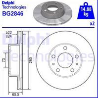 [BG2846] Delphi Комплект 2 шт. Диск тормозной переднийпередний