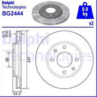 [bg2444] delphi комплект 2 шт. диск тормозной переднийпередний
