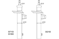 Амортизатор подвески перед Audi A3, VW Golf, Skoda Octavia (55mm) 03-