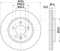 Диск тормозной AUDI A3/TT/SKODA OCTAVIA/VW BORA/GOLF IV/V задний вент.D 256мм.