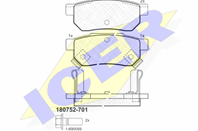 Колодки тормозные дисковые задние 180752701 от компании ICER