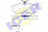 Колодки тормозные дисковые передние 140880700 от производителя ICER