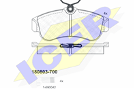 Колодки тормозные дисковые передние 180803700 от производителя ICER