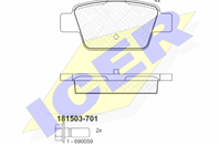 Колодки тормозные дисковые задние 181503701 от компании ICER