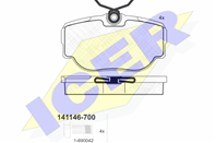 Колодки тормозные дисковые задние 141146700 от производителя ICER