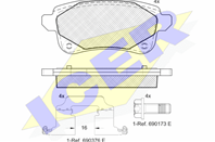 Колодки тормозные дисковые задние 182222208 от фирмы ICER