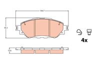 Klocek hamulcowy kpl. TOYOTA HILUX VIII 2.4D/2.7/2.8D 05.15-