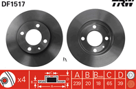 [df1517] trw диск тормозной передний комплект 2 шт.