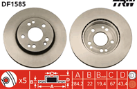 [DF1585] TRW Диск тормозной передний  комплект из 2-х шт.
