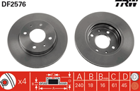 [df2576] trw диск тормозной передний  комплект из 2-х шт.