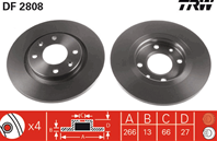 [DF2808] TRW Диск тормозной передний  комплект из 2-х шт