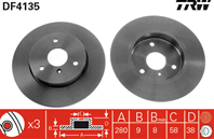 Диск тормозной SMART CITY-COUPE 98-04/FORTWO 04-/ROADSTER 03-05 передний D=280мм