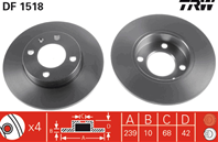 [DF1518] TRW Диск тормозной передний/задний комплект 2 шт.
