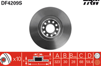 Df4209s_диск тормозной передний! audi a8 2.8-6.0/