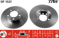 [df1537] trw диск тормозной комплект 2шт. передн