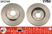 DF2749_диск тормозной передний! MB W124 2.8/3.2/4.0 92&gt
