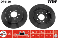 DF4130 диск тормозной задний! Peugeot 607 3.0/2.0HDi/2.2HDi 99&gt