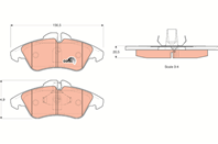 [gdb1220] trw колодки тормозные передние комплект на ось