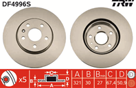 DF4996S_диск тормозной передний! d321mm Opel Insi