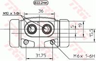 [bwh241] trw тормозной цилиндр зад.ford 22.2mm