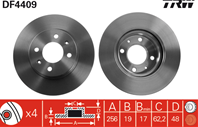 [df4409] trw диск тормозной передний  в комплекте 2-х шт.