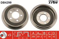DB4299 барабан тормозной! Audi A2  Seat Cordoba/Ibiza  Skoda Fabia  VW Fox/Polo 99&gt