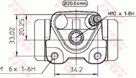 BWF273 101-888K20180 [4755005020] !цилиндр торм. зад. п.Toyota Carina 1. 6-2. 0D 92-97 d. 20 6