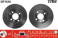 Df1530_диск тормозной передний! audi 80/90/100 1.8-2.0d &lt91