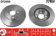 [df2658] trw диск тормозной передний в комплекте из 2-х шт.