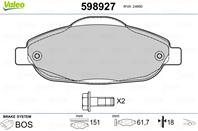 Колодки тормозные дисковые передние 598927 от производителя VALEO