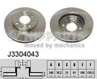 Диск тормозной HONDA JAZZ 1.2-1.4 02-/LOGO 1.3 99-02 передний вент.D=240мм.