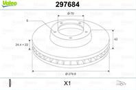 VALEO 297684 Диск тормозной OPEL ASTRA G/H 98-09/MERIVA 03-/ZAFIRA 99- передний