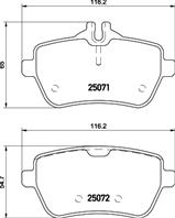 Колодки тормозные MERCEDES W222 13- задние L 116.2мм