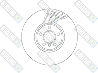 Диск тормозной BMW 5 F10/11/7 F01-04 передний левый вент. D 348мм.