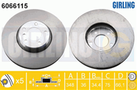 Диск тормозной BMW 5 F10/11/7 F01-04 передний левый вент. D 348мм.